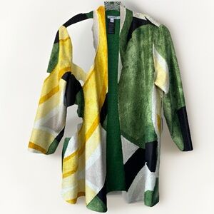 Chico's Travelers Crushed Reversible Jacket Size XL Verdant Green Open Front NWT